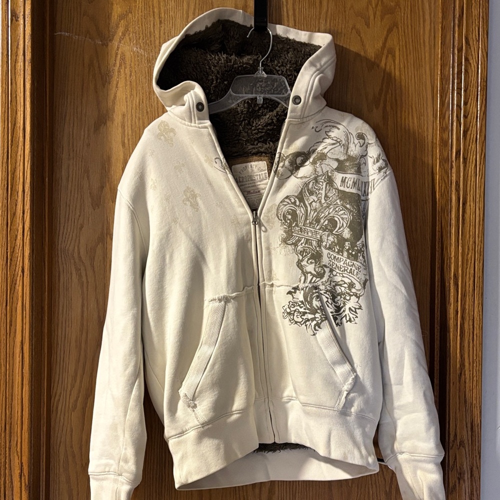 Aeropostale Brown and Cream Hoodie